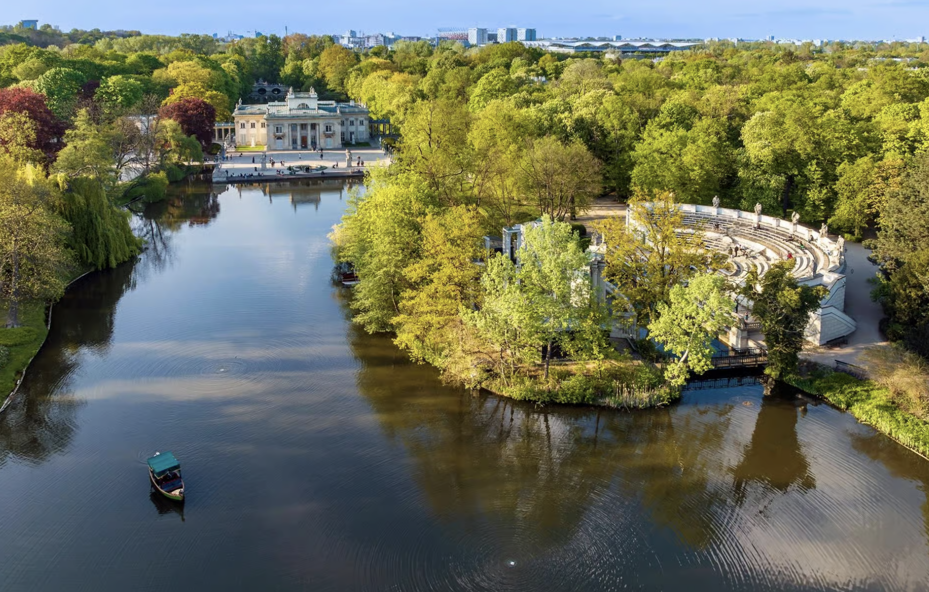 Aerial view of Łazienki Park and the Palace on the Isle, Warsaw